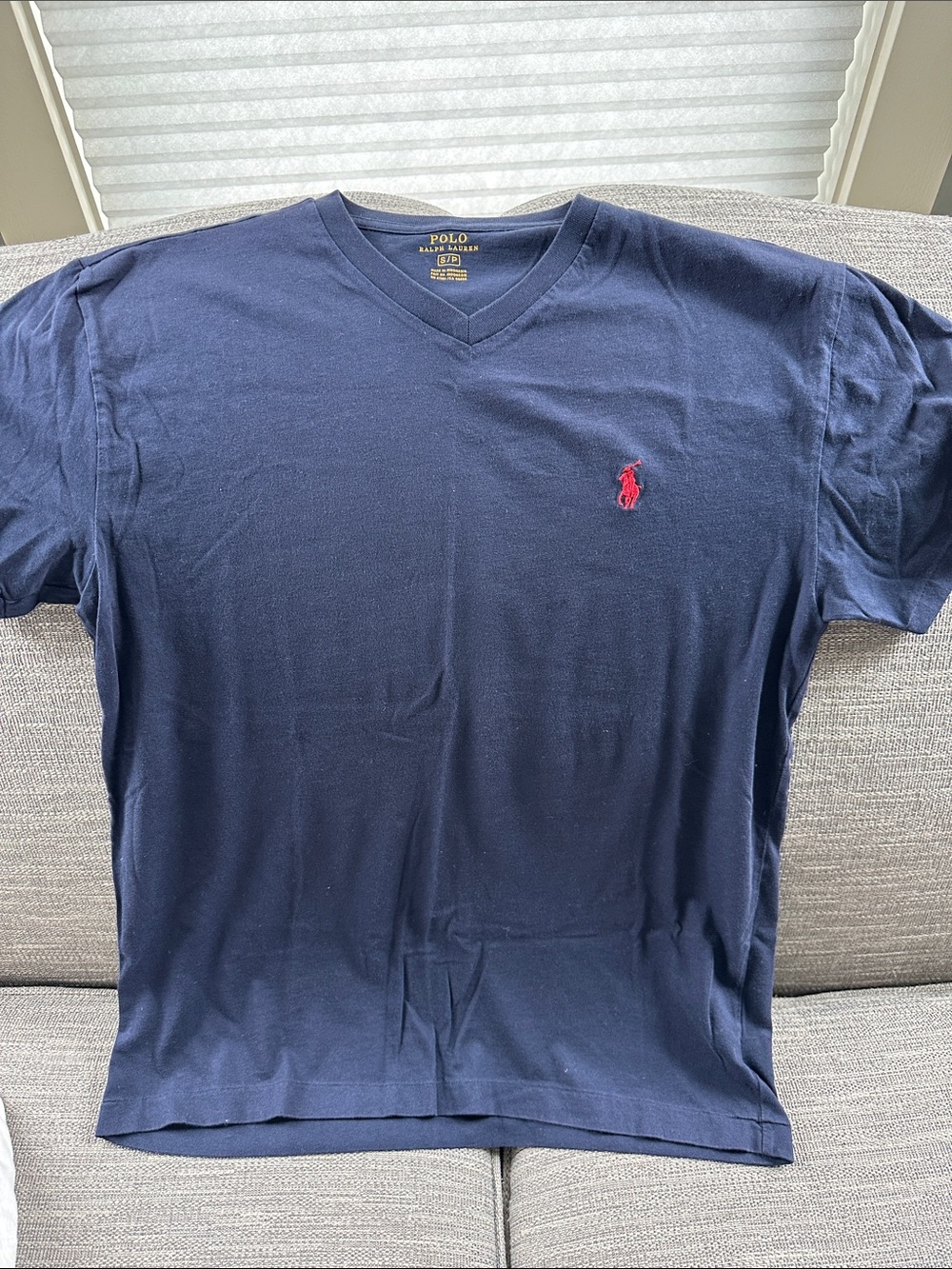 Polo by Ralph Lauren Navy V-Neck Tee with Red Pony